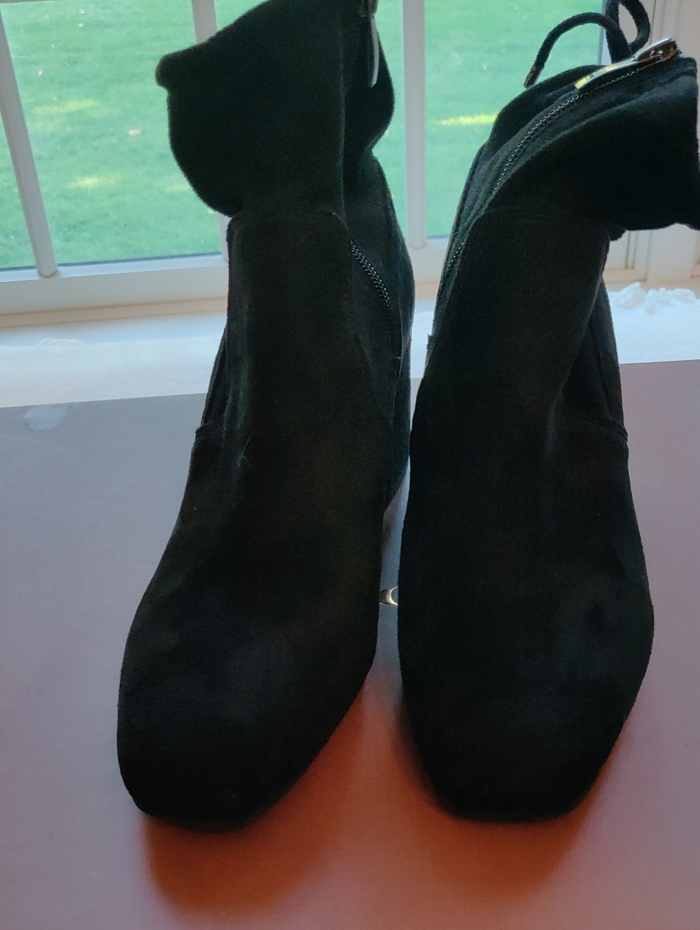 Women's Black Suede Ankle Booties with Side Zip